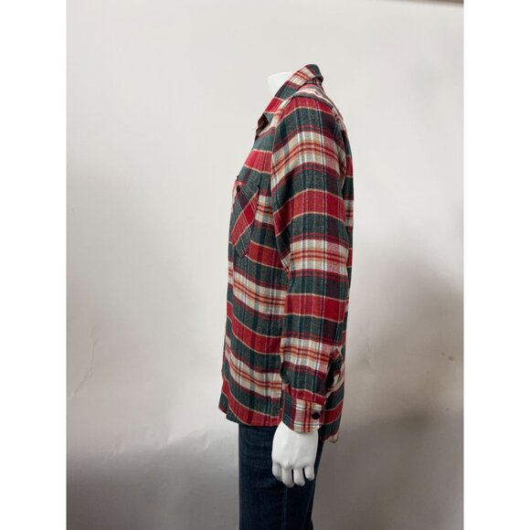 Vintage Red & Green Plaid Button-Up Shirt With Dual Chest Pockets Long Sleeves A - Picture 6 of 16